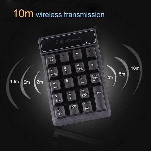 Sokelinn-six Numeric Keyboard,2.4G Wireless 19 Keyboard Number Pad Silent Keypad USB Receiver for Laptop Notebook Windows System in Kuwait