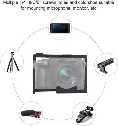 قفص كاميرا لباناسونيك GH4 / 5، قفص كاميرا احترافي مزود بمقاس 1/4,3/8 بوصة وحامل حذاء بارد in Kuwait