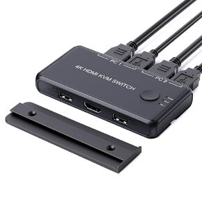 محدد مفتاح KVM، مفتاح Dacimora HDMI وUSB، شارك 1 طابعة ماوس لوحة مفاتيح شاشة عالية الدقة بين قطعتين، يدعم 4k@60hz، مع كابلين USB و2 كابل HDMI وممر منزلق in Kuwait