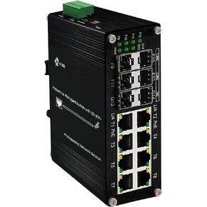 محول ألياف جيجابت PoE صناعي 8 منافذ L2 مُدار مع 4 فتحات 1000Base-X SFP طبقة 2 + إدارة الويب Din Rail Network Switch 802.3at 30W يدعم QOS، VLAN، شبكة Ring، IGMP 48-57V DC Input in Kuwait