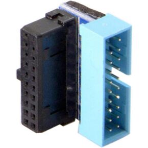 Cablecc USB 3.0 20pin ذكر إلى أنثى تمديد محول حتى أسفل الزاوية 90 درجة للوحة الأم (أسفل الزاوية)