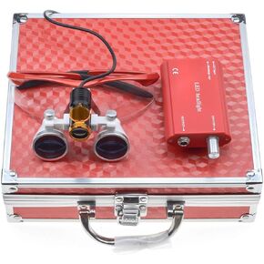 EustomA 3.5X Binocular Loupes+5W LED Headlight Clip-on Type with Optics Filter with Aluminum Box DY-008 (Blue) in Saudi Arabia