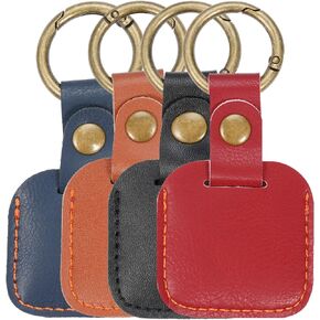 VIPERADE PJ24 AirTag حامل، 4 عبوات من جلد البولي يوريثان لتتبع Apple AirTag، حافظة AirTag لسلسلة المفاتيح مع حلقة مفاتيح مضادة للفقدان، غطاء حماية AirTag، مناسب لطوق الكلاب والقطط (متعدد الألوان) in Kuwait