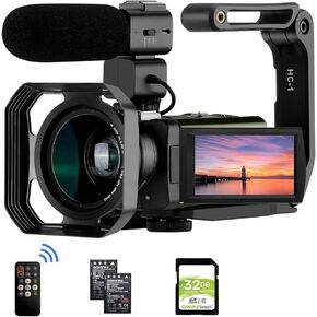 ORDRO 4K Camcorder Video Camera FHD 1080P 60FPS 48MP WiFi Video Camera Recorder 4K IR Night Vision Camcorder 3.0'' IPS Infrared Camera Ghost Hunting Camera w IR Night Light, 32GB SD Card，2 Batteries