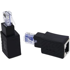 Ethernet Adapter 90 Degree,90 Degree Ethernet LAN RJ45 Male to Female,Right Angle Network Cat5 / Cat5e / Cat6 Extender Adapter，for Modem, Router, Network Printer, etc.(2-Pack) Black (Down Angle)