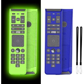 [2 Pack] Remote Silicone Case Cover for XFinity Comcast XR15 Voice Remote, Protective Replacement Lightweight Shockproof Remote Cover with Lanyard (Blue and Glowing Green)