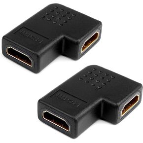 HDMI Coupler, (2 Pack) HDMI Female to Female 270 Degree, GearIT Vertical Flat Left Angle Female Adapter Gold Plated Connector