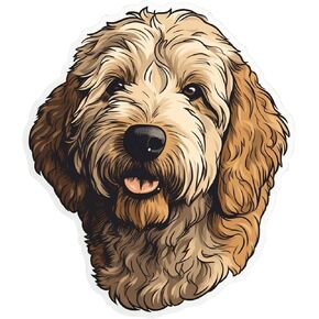 ملصق Golden Doodle - ملصق كمبيوتر محمول 3x3 - فينيل مقاوم للماء للسيارة والهاتف وزجاجة المياه - ملصق Golden Doodle Dog FBA-D19 in Kuwait