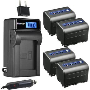 شاحن بطارية تيار متردد LCD من Kastar NP-QM71D متوافق مع Sony NP-FM70، NP-FM71، NP-QM71، NP-FM90، NP-FM91، NP-QM91، NP-QM91D، MVC-CD300، MVC-CD350، MVC-CD400، MVC-CD500 DSR-PDX10 HVL-ML20M in Kuwait