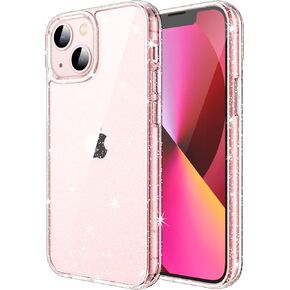 حافظة JETech لامعة لهاتف iPhone 13 مقاس 6.1 بوصة، غطاء ممتص للصدمات مضاد للصدمات، لطيف لامع للنساء والفتيات (أحمر)