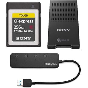 Sony 256GB Tough CEB-G Series CFexpress Type B Memory Card Bundle with Sony MRWG1T CFe-B/XQD Memory Card Reader and 3.0 4 Port USB Hub (3 Items) in Kuwait