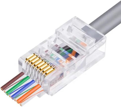 موصل RJ45 Cat6 Cat5 ينتهي بمنفذ إيثرنت 8P8C مطلي بالذهب من خلال القابس (100 قطعة) in Kuwait