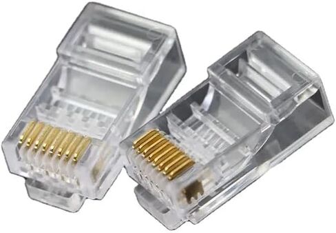 موصل RJ45 Cat6 Cat5 ينتهي بمنفذ إيثرنت 8P8C مطلي بالذهب من خلال القابس (100 قطعة) in Kuwait