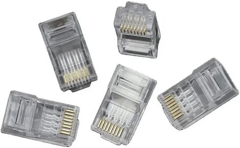 موصل RJ45 Cat6 Cat5 ينتهي بمنفذ إيثرنت 8P8C مطلي بالذهب من خلال القابس (100 قطعة) in Kuwait