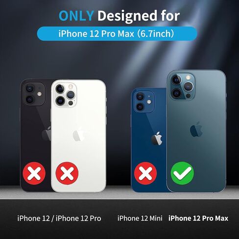 حافظة هاتف Yriklso لهاتف iPhone 12 Pro Max، مقاومة للصدمات لهاتف iPhone 12 Pro Max، حماية من السقوط من الدرجة العسكرية، حافظة شفافة وخلفية صلبة لهاتف iPhone 12Pro Max 6.7 بوصة، أسود بلوري in Saudi Arabia