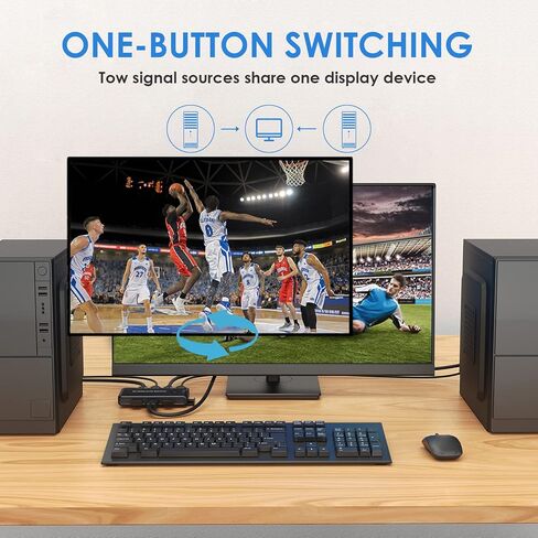 محدد مفتاح KVM، مفتاح Dacimora HDMI وUSB، شارك 1 طابعة ماوس لوحة مفاتيح شاشة عالية الدقة بين قطعتين، يدعم 4k@60hz، مع كابلين USB و2 كابل HDMI وممر منزلق in Kuwait