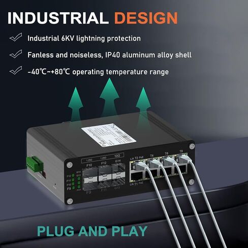 محول ألياف جيجابت صناعي 8 منافذ L2 مُدار مع 4 فتحات 1000Base-X SFP طبقة 2+ إدارة الويب Din Rail Mount Network Switch دعم QOS، VLAN، شبكة Ring، IGMP 12-48V DC Input in Saudi Arabia