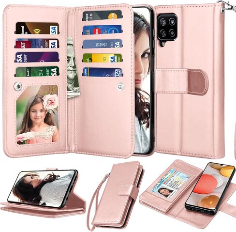 حافظة محفظة NJJEX لهاتف Samsung Galaxy A42 5G، حافظة Galaxy A42 5G، [9 فتحات للبطاقات] حامل ائتمان من جلد البولي يوريثان قابل للفصل [قابل للفصل] غطاء هاتف مغناطيسي وحبل لهاتف Samsung A42 [أسود] in Kuwait
