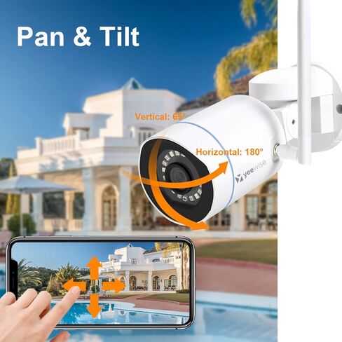 yeewise [PTZ Rotate & Auto Track] 3MP Pan Tilt Wireless Security Camera Outdoor with 2-Way Audio, Color Night Vision, Auto Floodlights & Siren Alarm, AC Powered in Kuwait