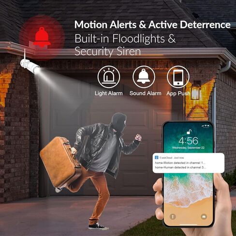 yeewise [PTZ Rotate & Auto Track] 3MP Pan Tilt Wireless Security Camera Outdoor with 2-Way Audio, Color Night Vision, Auto Floodlights & Siren Alarm, AC Powered in Kuwait