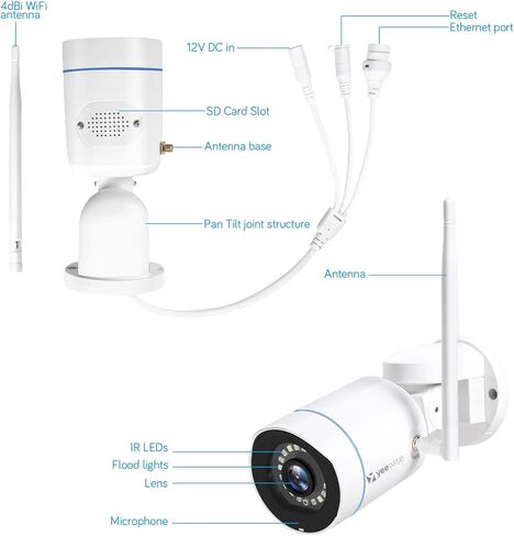 yeewise [PTZ Rotate & Auto Track] 3MP Pan Tilt Wireless Security Camera Outdoor with 2-Way Audio, Color Night Vision, Auto Floodlights & Siren Alarm, AC Powered in Kuwait