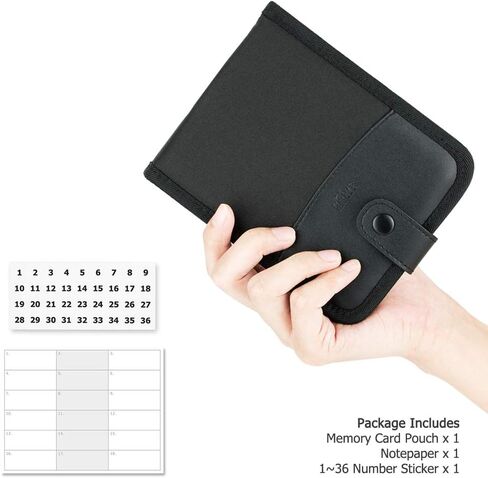 جراب محفظة لبطاقات الذاكرة لـ 18 بطاقة SD SDHC SDXC أو TF Micro SD أو Nintendo Switch NS مع ورق ملاحظات وملصقات أرقام سهلة تنظيم البطاقات - رمادي in Kuwait