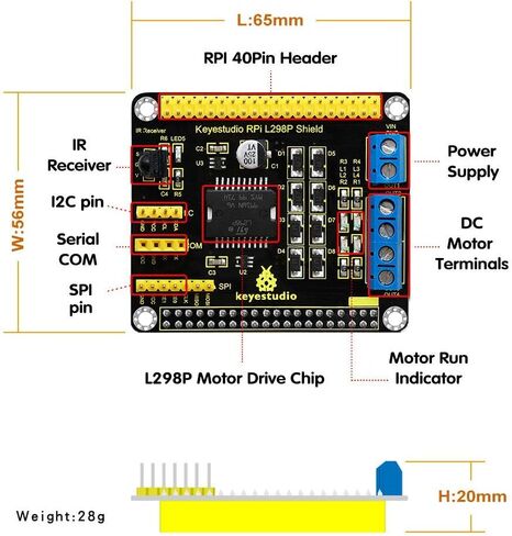 واقي محرك KEYESTUDIO لسيارة Raspberry Pi L298P in Saudi Arabia