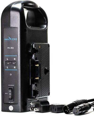 مجموعة بطارية IndiPRO 2X Micro-Series 98Wh Gold Mount Li-Ion لكاميرا Blackmagic URSA، تتضمن شاحن بطارية مزدوج ولوحة بطارية in Kuwait