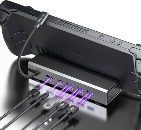 محطة إرساء Boconna Steam Deck: HDMI 2.0 4K@60 هرتز، 3 منافذ USB-A 3.1، وشحن USB-C كامل السرعة 100 وات، متوافق مع صمام Steam Deck، والمحول، والكمبيوتر اللوحي in Kuwait