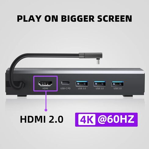 محطة إرساء Boconna Steam Deck: HDMI 2.0 4K@60 هرتز، 3 منافذ USB-A 3.1، وشحن USB-C كامل السرعة 100 وات، متوافق مع صمام Steam Deck، والمحول، والكمبيوتر اللوحي in Kuwait