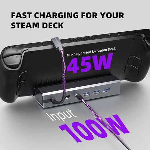 محطة إرساء Boconna Steam Deck: HDMI 2.0 4K@60 هرتز، 3 منافذ USB-A 3.1، وشحن USB-C كامل السرعة 100 وات، متوافق مع صمام Steam Deck، والمحول، والكمبيوتر اللوحي in Kuwait