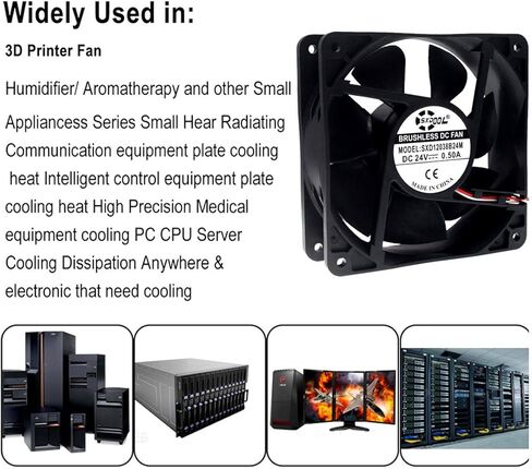 SXDOOL 120mm 24v Fan 0.50A 160CFM,High Speed 120mm x 120mm x 38mm Ball Bearing Cooling Cooler in Kuwait