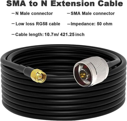 Ultra Flexible SMA to N Cable 15-Meter(49.2 Ft) Low Loss RG58 N Male to SMA Male Antenna RF Coaxial Cable and Two-Way Radio Applications Pure Copper 50 ohm for 3G/4G/LTE/ADS-B/Ham/WiFi/RF Radio in Kuwait