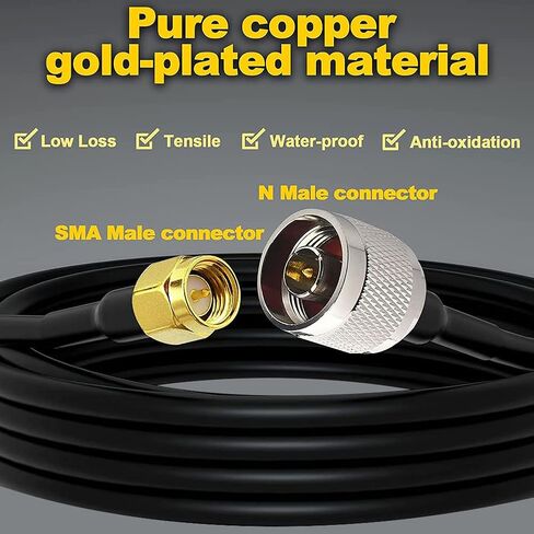 Ultra Flexible SMA to N Cable 15-Meter(49.2 Ft) Low Loss RG58 N Male to SMA Male Antenna RF Coaxial Cable and Two-Way Radio Applications Pure Copper 50 ohm for 3G/4G/LTE/ADS-B/Ham/WiFi/RF Radio in Kuwait