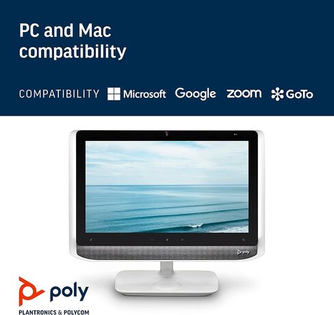 Poly - Studio P21 Personal Meeting Display (Plantronics + Polycom) - 1080p HD Video Quality - Enterprise-Grade 21 inch Display - Integrated Stereo Speakers - Works with Zoom (Certified), Teams, & more in Saudi Arabia