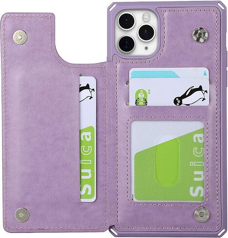 iCoverCase Compatible with iPhone 11 Pro 5.8 Inch Wallet Phone Case with Card Holder for Women, RFID Blocking Embossed PU Leather Wrist Strap Case (Heart Purple) in Saudi Arabia