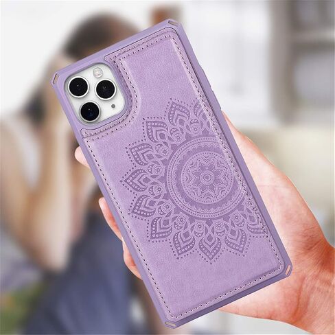 iCoverCase Compatible with iPhone 11 Pro 5.8 Inch Wallet Phone Case with Card Holder for Women, RFID Blocking Embossed PU Leather Wrist Strap Case (Heart Purple) in Saudi Arabia