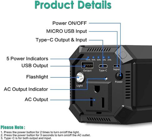 Portable Laptop Charger, 31200 mAh High Capacity USB C Power Bank with 100W AC Outlet, Fast Charging External Battery Pack Compatible with MacBook, iPhone, HP, Dell, Lenovo and More (N5) in Saudi Arabia