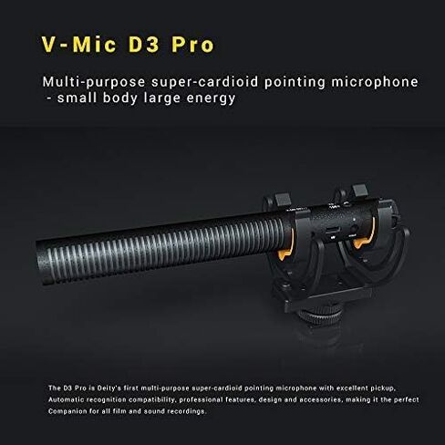 دايتي مجموعة ميكروفون دي 3 برو من في مايك ثنائي الاتجاه مع حامل ريكوت ثنائي القيثارة للصدمات لكاميرا دي اس ال ار وكاميرات الفيديو والهواتف الذكية والتابلت والمسجلات اليدوية واللابتوب وغيرها in Kuwait