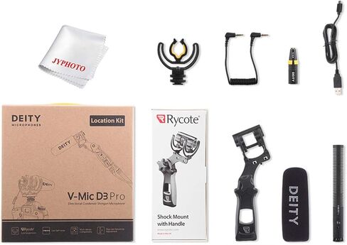 دايتي مجموعة ميكروفون دي 3 برو من في مايك ثنائي الاتجاه مع حامل ريكوت ثنائي القيثارة للصدمات لكاميرا دي اس ال ار وكاميرات الفيديو والهواتف الذكية والتابلت والمسجلات اليدوية واللابتوب وغيرها in Kuwait