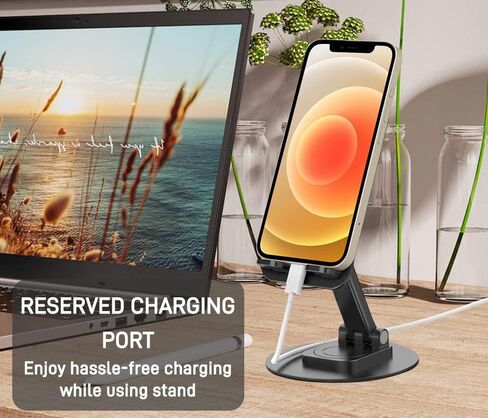 حامل الهاتف الخليوي Innoc، حامل هاتف قابل للتعديل للمكتب، حامل هاتف سميك مناسب للحافظة، حامل iPhone أطول متوافق مع جميع الهواتف المحمولة، iPad، الكمبيوتر اللوحي باللون الأبيض in Kuwait