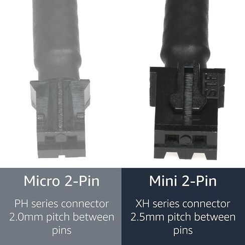 كابل محول موصل ذكر CRJ 2-Pin Mini XH 2.5 مم أنثى إلى Micro PH 2.0 مم لمراوح التبريد وأجهزة الاستشعار والأجهزة الأخرى (عبوة من قطعتين) in Kuwait
