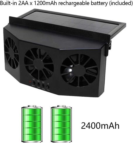 مروحة تهوية السيارة تعمل بالطاقة الشمسية من هونوتيج، مروحة عادم السيارات تعمل بالطاقة الشمسية، مشعاع السيارات، تقضي على الرائحة الغريبة داخل السيارة ويمكن استخدامها لأنواع السيارات العامة (أسود) in Kuwait