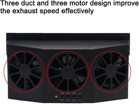 مروحة تهوية السيارة تعمل بالطاقة الشمسية من هونوتيج، مروحة عادم السيارات تعمل بالطاقة الشمسية، مشعاع السيارات، تقضي على الرائحة الغريبة داخل السيارة ويمكن استخدامها لأنواع السيارات العامة (أسود) in Kuwait