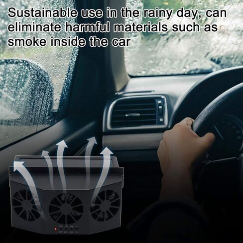 مروحة تهوية السيارة تعمل بالطاقة الشمسية من هونوتيج، مروحة عادم السيارات تعمل بالطاقة الشمسية، مشعاع السيارات، تقضي على الرائحة الغريبة داخل السيارة ويمكن استخدامها لأنواع السيارات العامة (أسود) in Kuwait