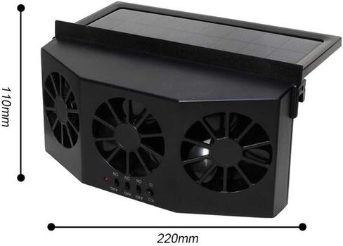 مروحة تهوية السيارة تعمل بالطاقة الشمسية من هونوتيج، مروحة عادم السيارات تعمل بالطاقة الشمسية، مشعاع السيارات، تقضي على الرائحة الغريبة داخل السيارة ويمكن استخدامها لأنواع السيارات العامة (أسود) in Kuwait