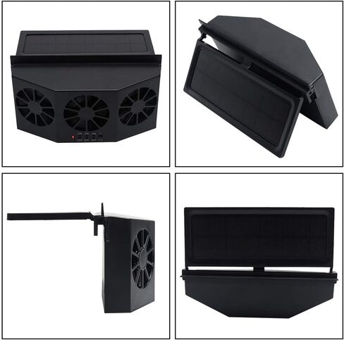 مروحة تهوية السيارة تعمل بالطاقة الشمسية من هونوتيج، مروحة عادم السيارات تعمل بالطاقة الشمسية، مشعاع السيارات، تقضي على الرائحة الغريبة داخل السيارة ويمكن استخدامها لأنواع السيارات العامة (أسود) in Kuwait