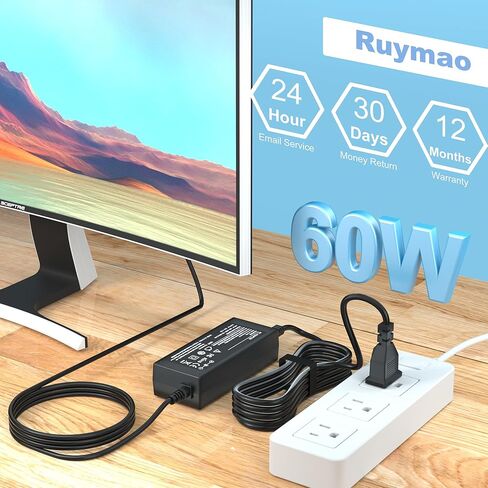 مصدر طاقة 12 فولت لشاشة الصولجان سلسلة E C 32 بوصة 30 بوصة 27 بوصة 24 بوصة 22 بوصة 20 بوصة 19 بوصة 15 بوصة 1800R 1920R C248W C325W C328W E248W E225W E205W E275W ​​شاشة LED مضاءة وشاشة أسرع من الصوت سلك طاقة محول تيار متردد in Kuwait