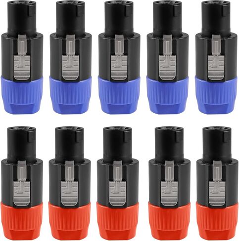 ACEIRMC 10 قطع 4 أقطاب 4Pin NL4FC موصل أوم قابس مكبر صوت كابل توصيل محول متوافق مع Neutrik Speakon NL4FC، NL4FX، NL2FC (برتقالي + أزرق) in Kuwait