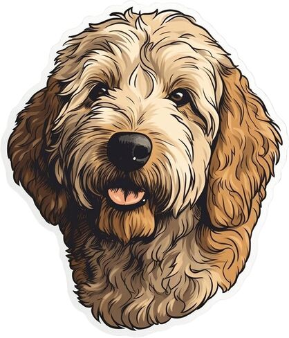 ملصق Golden Doodle - ملصق كمبيوتر محمول 3x3 - فينيل مقاوم للماء للسيارة والهاتف وزجاجة المياه - ملصق Golden Doodle Dog FBA-D19 in Kuwait